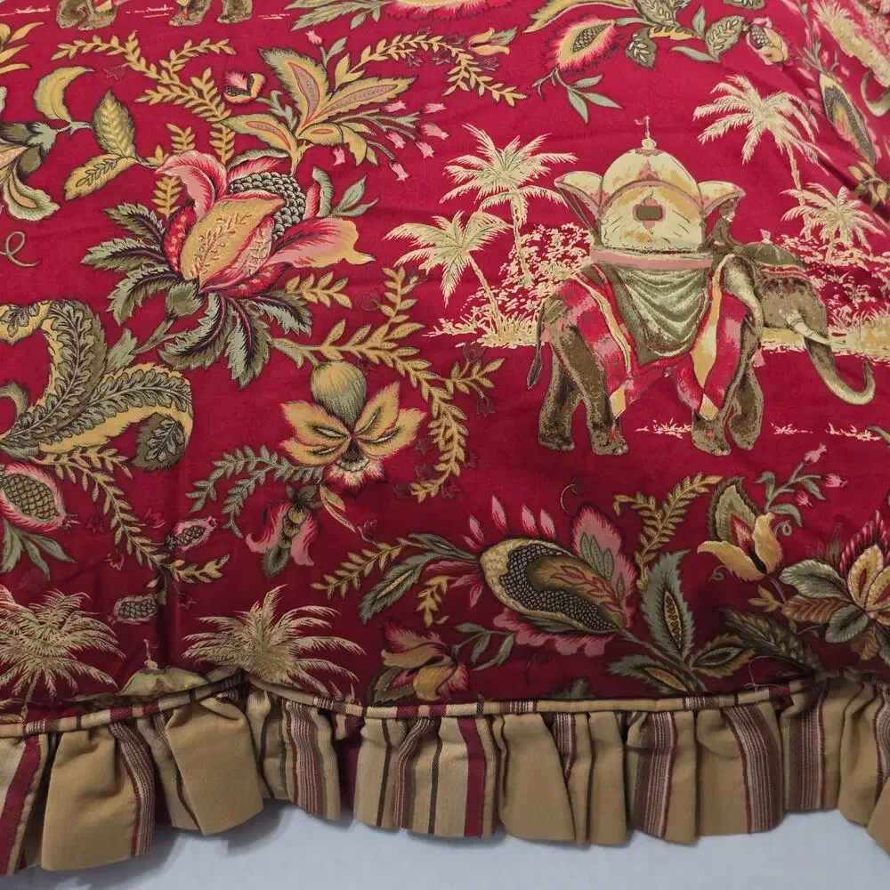 2 pc Custom King Size Tropical Jacobean Jungle Elephants Palm Trees Pillow Shams